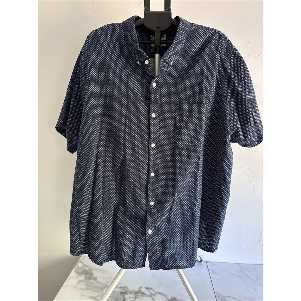 Bonobos Mens 4XL Navy Blue Micro Geometric Print Short Sleeve Button Front